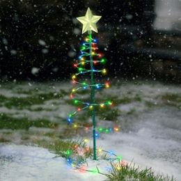 Lawn Lamps 1pc Christmas Tree Lights Solar Powered LED Xmas Flickering String Decoration For Home Year 236P