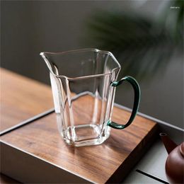 Mugs Japanese Style 200ml Square Glass Tea Pitcher Fair Cup With Handle Heat Resistant Set Accessories Teaware
