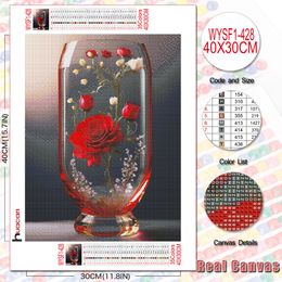 HUACAN Diamond Mosaic Rose Flower Diamond Painting 2024 New Arrival Glass Full Square Round Drill Sale Modern Home Decoration