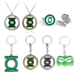 DC Comics Green Lantern Keychains For Movie Trendy Necklace Jewelry Women Wholesale Enamel Cuff Link Men Gift