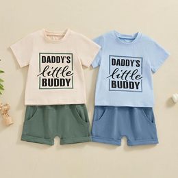 Clothing Sets 0-3Y Toddler Baby Boys Summer Outfits Letter Print Short Sleeve T-Shirts Tops Elastic Waist Shorts Set Casual Infant Clothes