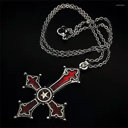 Chains Simplicity Punk Red Cross Necklace For Women Gothic Dark Pendant Choker Trendy Personality Accessories Gifts Wholesale