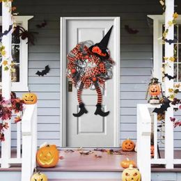 Decorative Flowers Indoor/outdoor Halloween Garland Spooky Witch Hat Leg Door Hanging Wreath Durable Decoration For Festive Party Happy
