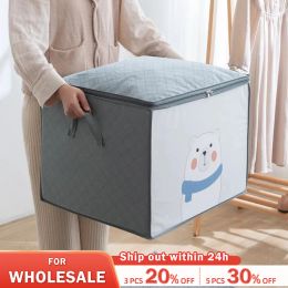 1pc Large Capacity Clothes Storage Bag Organiser With Reinforced Handle For Blankets Bedding Foldable With Zipper Storage Bag