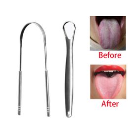 1/2PCS Stainless Steel U Type Tongue Scraper Cleaner Fresh Breath Cleaning Coated Tongue Toothbrush Oral Hygiene Care Tools