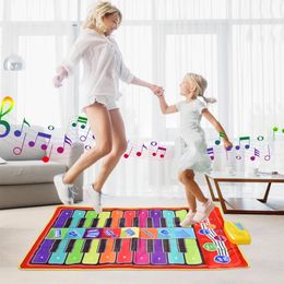 Childrens Music Piano Mat Duet Keyboard Play Mat 20 Keys Floor Piano 8 Instrument Sound 5 Paly Modes Dance Pad Educational Toys 240529