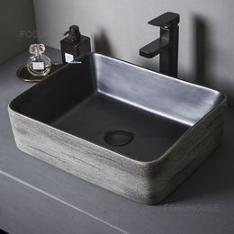 Household Bathroom Sinks Black Ceramic Bathroom Washbasins Outdoor Table Basin Kitchen Sink Single Basin Balcony Water Basin GM