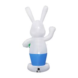 Easter Inflatable Bunny Rabbit with Egg Built-in LED Lights Blow Up Yard Decor Indoor Outdoor Garden Holiday Party Decoration
