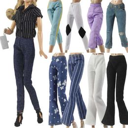 Doll Apparel 11.5 Multi style Flower Jeans 1/6 BJD Doll Leather Pants Doll Mens Casual Clothing Fashion Childrens Toy Clothing Accessories Y240529