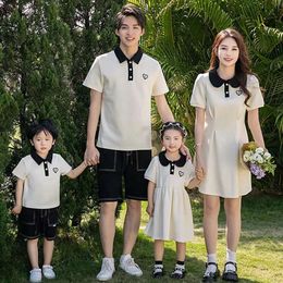 Family Look Mom Baby Mommy and Me Short Sleeve Mother Daughter Matching Dresses Fashion Clothes Women Girls Outfits