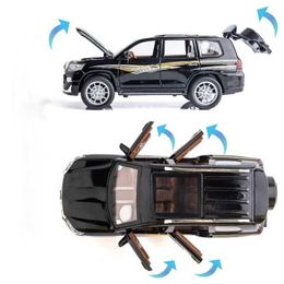 Diecast Model Cars 1 24 LAND CRUISER PRADO Alloy Metal Car Sound And Light Model Toys With Pull Back For Kids Birthday Gifts