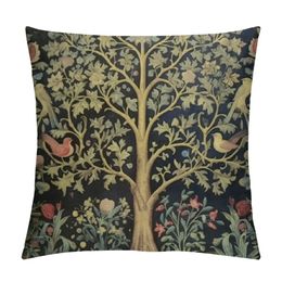 Colorful William Morris Tree of Life Floral Vintage Art Pillowcase Home Sofa Decorative Square Throw Pillow Case Decor Cushion Covers Printed