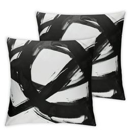 Black and White Pillow Covers Pillow Case Modern Abstract Throw Pillow Covers Decorative Cushion Covers for Home Sofa Couch Bed 2pc