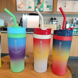 Water Bottles 1PC 1.2L Large Capacity Mug Car Cup Ice Bar Plastic Sports Frosted Gradient Bottle