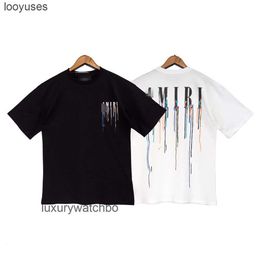 2024 Shirt Mens T Tshirt Version Designer Amirriis Early Spring Paint Drip Core Round Neck T-shirt EW8X
