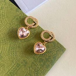 Luxury Stud earrings Designer For Women Pink diamond love earrings brass material 925 silver needle earrings jewelry are the perfect party gift for ladies