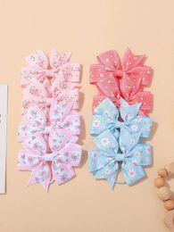 Hair Accessories 8Pcs/Set Cute Elastic Hair Bands Flower Print Children Girls Baby Grosgrain Rubber Bands tail Holder Kids Hair Accessories Y240529