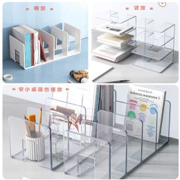 Desktop Bookstand Acrylic Material Morandi Transparent Student Book Storage Shelf Office Stationery Bookshelf