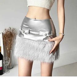 Skirts Furry Short Skirt Fashionable Silver Retro All Match Sexy Hot Street Cool Mature and Beautiful Womens Autumn Sprint S2452933