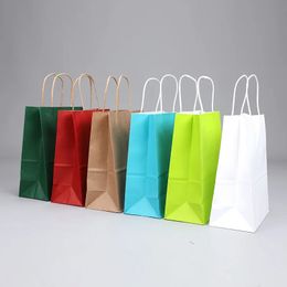 1050100PCS DIY Multifunction soft Colour paper bag with handles Festival gift shopping bags kraft packing 240529