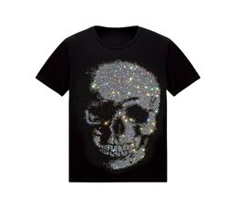 PP t shirts Cotton tshirt with crystals big skull print Men Designer T shirts Funny Tshirts Slim Fit Unisex TShirt Black M3XL6053517