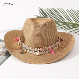 Wide Brim Hats Bucket Hats Wide Brim Hats Bucket Hats Wholesale Women Pink Tassel Cowboy Hat Floppy Beach Hats Summer Straw Hats Ladies Protection Hat Panama Sun Hat