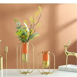 Vases Ornaments Vase Frame Ceramic Iron Container Desktop Modern Decoration Art Home Hydroponics Flower Arrangement