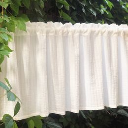 White Kitchen Sheer Valance Curtains Voile Sheer Cafe Window Curtain for Farmhouse Country Light Filtering 1 Panel Bubble Design