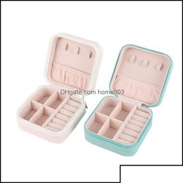 Jewellery Boxes Boxes Packaging Jewelrymtifunctional Mini Portable Storage Box Organiser Earring Holder Zipper Women Jewellery Display Tra Dhk6S
