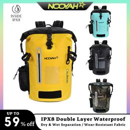 NOOYAH Waterproof Backpack Outdoor Sports Double-Layer Waterproof Bag IPX8 Dry Backpack 1000D Wear-Resistant Roll-Top Closure