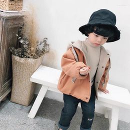 Jackets Little Boys Casual Reversible Hooded Coat Korean Children's Thickened Sweater Outerwear Baby Kids Fall Winter Top Jacket B423