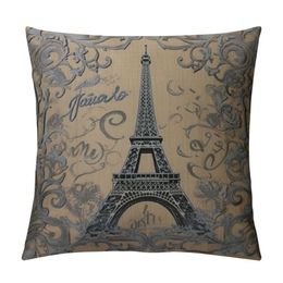 Decorative Throw Pillow Cover for Couch Sofa,Vintage Eiffel Tower Design Paris Je Home Decor Pillow Case