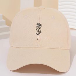 Ball Caps Woman Embroidery Cotton Baseball Cap Boys Girls Snapback Hip Hop Flat Hat Rose Embroidered Fashion Wild