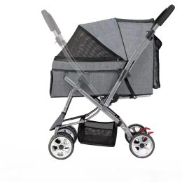 Foldable pet stroller Portable four-wheel trolley for pets Disabled pet mobility scooter Two-way Medium to Large Dog Cart