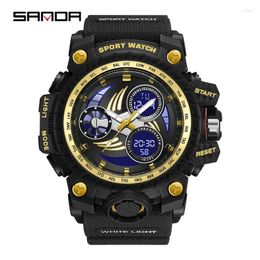 Wristwatches SANDA 3155 2024 G Style Men's Watches 50M Waterproof Sports Military Quartz Watch For Male Digital Wristwatch Clock