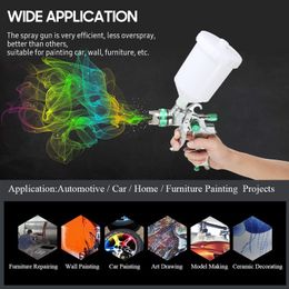 Geevorks Gravity Feed Air Spray Gun HVLP Sprayer Paint Gun with 600ML Cup 1.4mm 1.7mm 2.0mm Nozzle for Painting Car Furniture