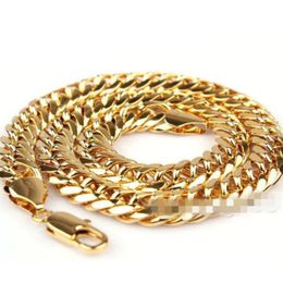 high-quality 24K Yellow Gold Filled Mens Necklace Solid Cuban Curb Chain Jewellery 23 6 11mm Consecutive years of sales DHAMPION 216P