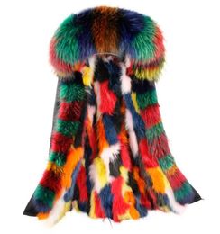 2018 Parka Winter Jacket Women Coat Thick Warm Natural Real Rex Rabbit Fur Collar Hood Parkas Detachable Outerwear Casual New1149052