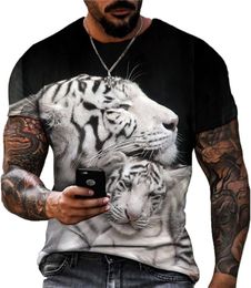 Men's Wolf Tiger Animal Print T Shirt Loose Casual 3D Print Round Neck Short Sleeve Tee Shirts Summer male clothes
