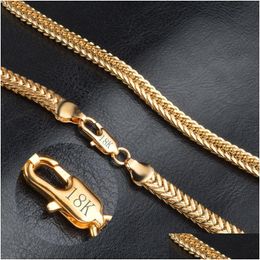 Bracelet & Necklace Luxury 6Mm 18K Gold Plated Snake Rope Chains Bangle Bracelets For Women Men Fashion Jewelry Set Accessories Gift Dh9Sc