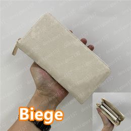 2022 محفوظات المرأة المحفظة عملة Zippy محفظة Long محافظ طية بطاقة جواز سفر White White Pooded Poundes Key Pouch #T05 304W