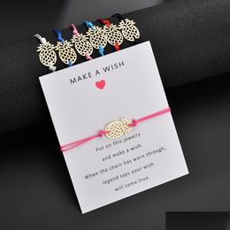 Charm Armbänder machen ein Wunsch Ananas -Form -Armband mit Geschenkkarte für Frauen Gold Frucht weiß schwarz rot rosa Seile Wickel Bangl Dhnab