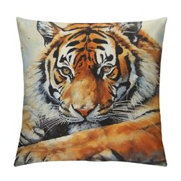 Majestic Tiger Throw Pillow Cover Modern Cushion Cases Square Decorative Pillowcase for Sofa Bed Car Living Room