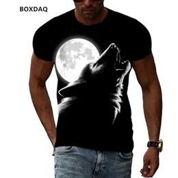 Men's T-Shirts Wolf mens 3D animal print T-shirt short sleeved street hip-hop oversized T-shirt 6XL Plus size O-neck casual mens topL2405