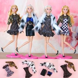 Doll Apparel 1Set 30cm Dolls Skirt 1/6 Doll Casual Wear DIY Handmade Plush Coat Girl Clothes Fashion Doll Accessories Kids Gift Toy 4Styles Y240529