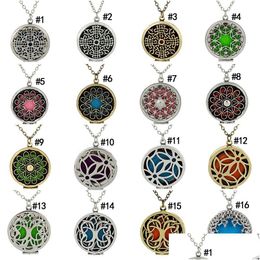 Pendant Necklaces 18 Styles Essential Oil Diffuser Opening Hollow Floating Aromatherapy Locket Link Chain For Women Fashion Jewelry Dr Dhzaq