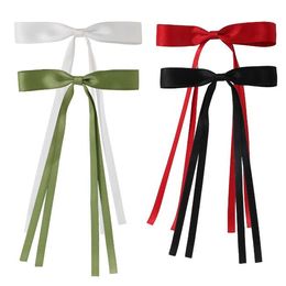 girl Elegant Bow Ribbon Hair Clip Fashion Solid Satin Spring Clip Simple Bowknot Hairpins Barrettes Hair Accessories