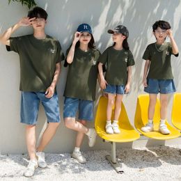 Father Mother and Daughter Son Same Outfits Short Sleeve T Shirt Family Set Parent-child Matching Korea Clothes New Summer 2024