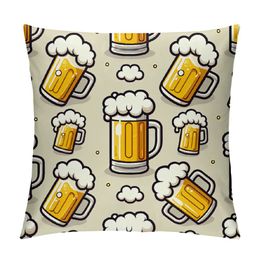 Golden Beer Pillow Covers Decorative Throw Pillow Cover Soft Pillow Case Modern Beer Home Decor for Couch Sofa Bed