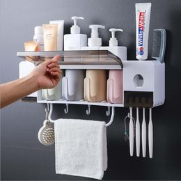Multifunctional Bathroom Toothbrush Holder Set With Cups and Automatic toothpaste Dispenser Wall Mounted Electric Toothbrush Storage Se 233j